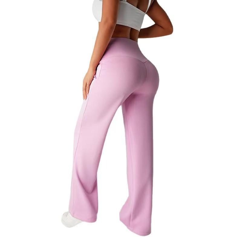 Women's High Waist Sports Pants, Slim Straight Long Trousers with Stitched Pockets, Outdoor Casual Comfortable Workout Pants