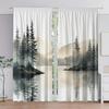 2 Stück - Vorhänge mit Aufdruck von Seelandschaftsmustern, Stangentaschenvorhänge, Heimdekoration, Raumdekoration