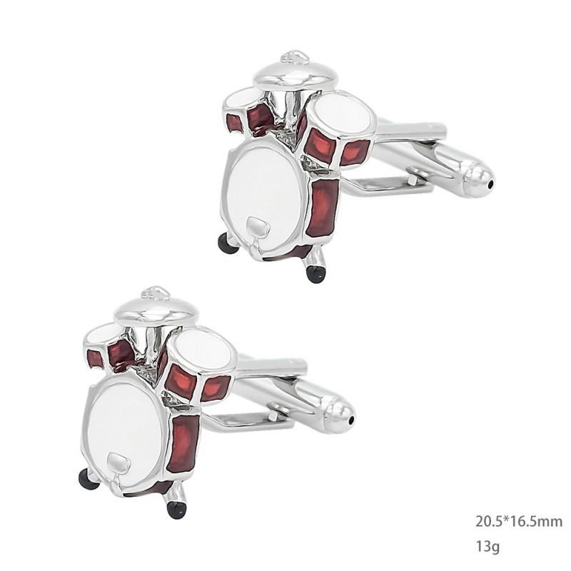 Drum Set Red Dot Painted Metal Enamel Cufflinks Men's French Shirt