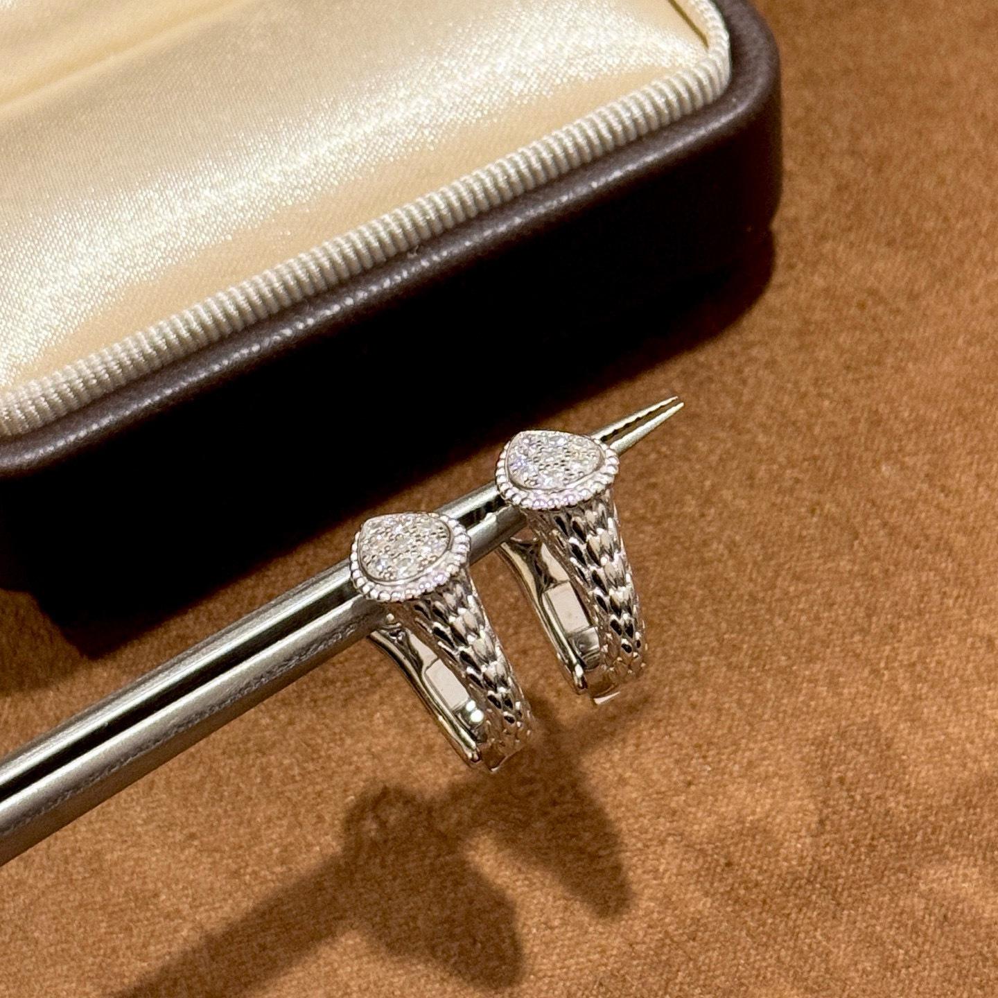

New Vintage 100% Pure 925 Sterling Silver Earrings Water Drop Pave Zircon Bead Edge Ear Stud For Women Luxury Fine Jewelry