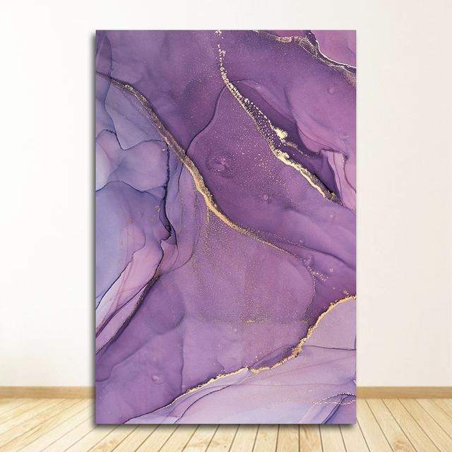 Nordic Print Scandinavian Decoration Picture Modern Abstract Beautiful Colorful Golden Petals Ink Canvas Painting Wall Art