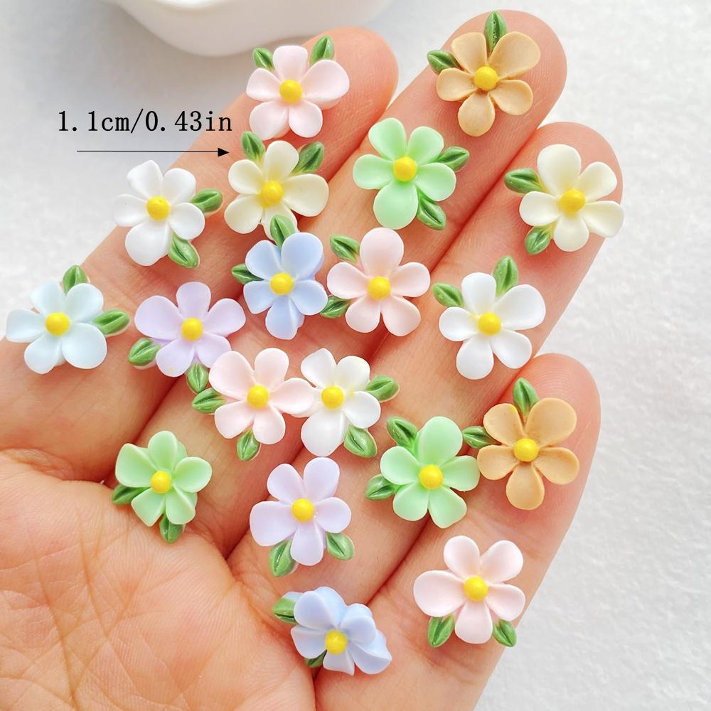 

50 шт. Милые Мини Каваи Мультяшные Серия Разноцветные Цветы Смола Скрапбук Сделай сам Детский Подарок Заколка Аксессуары