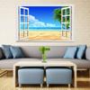 Plusieurs Styles Fresque Vue Mer Fenêtre Artificielle Plage Eau Bleue Palmier Stickers Muraux Vinyle Pour Décoration Intérieure Chambres Esthétiques