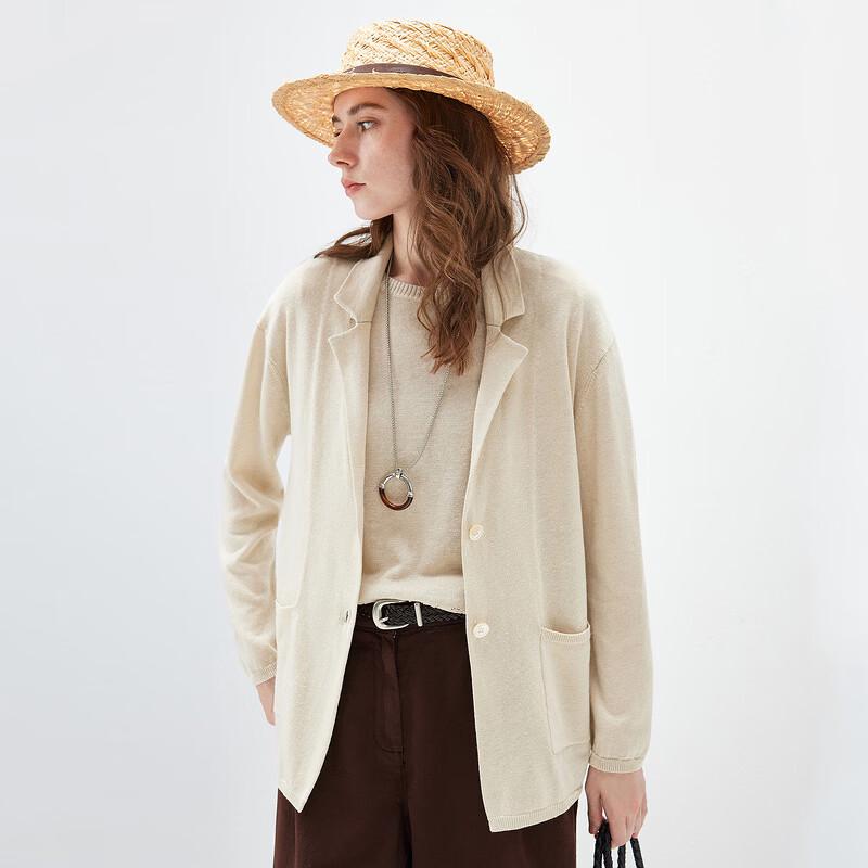 Women's Linen Blend Knit Blazer Jacket