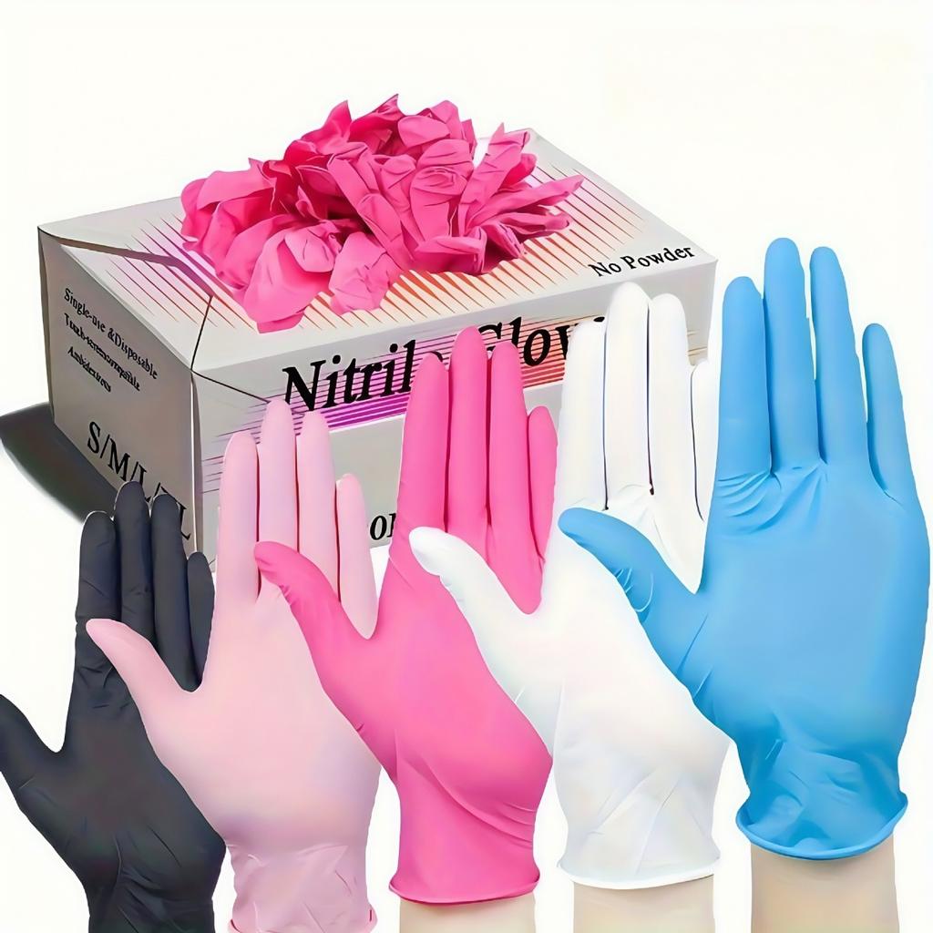 100-1 Disposable Nitrile Gloves -Waterproof, Durable, Lightweight, Suitable for Home Cleaning, Hair Dye Applications - Multifunctional Cleaning Gloves