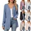 Fall Winter New Women's Solid Color Long Sleeve Button Cardigan Brushed Knit Jacket For Cross-border Trade