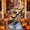 Women's Casual Halloween Themed Print V-Neck Three-Quarter Sleeve Top