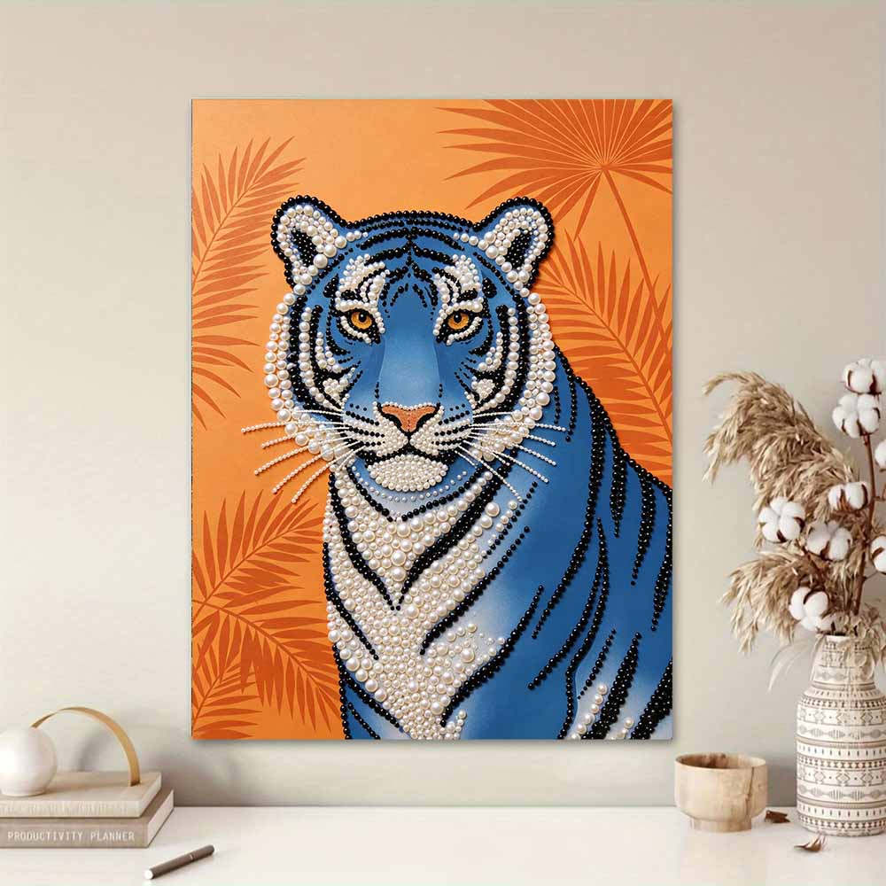 Kit Pittura Diamante Ricamo Perle Fai da Te Tigre Blu Maestosa Perline Scintillanti Arte Artigianato Decorazione Fatta a Mano Regalo per Uso Domestico