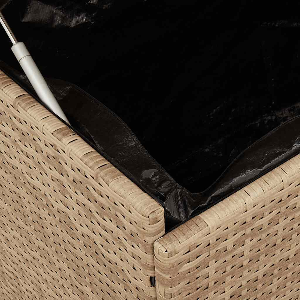 Garden Storage Box with Wheels Beige 110 x 55 x 73 cm Poly Rattan