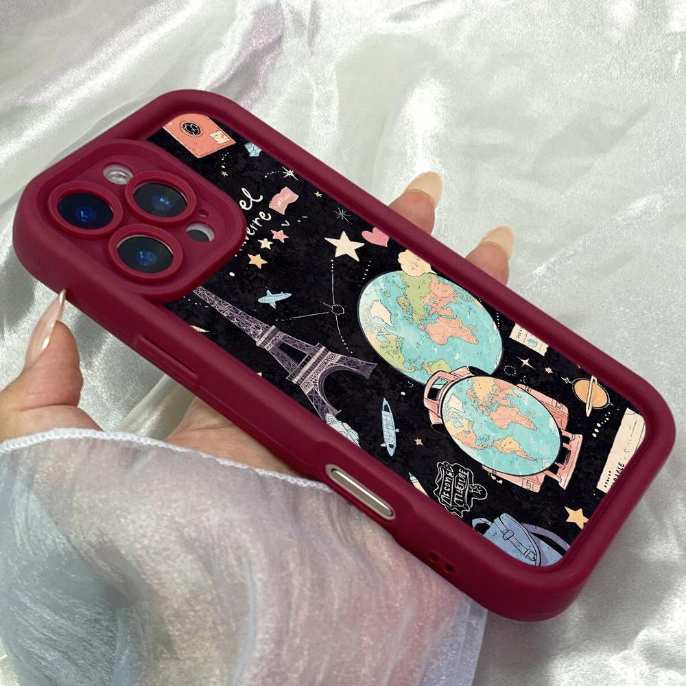 JT302 Kawaii Travel Sticker Collection for iPhone 17 16 15 14 13 Pro Max Samsung S26 S25 Ultra A17 A16 A07 A56 Xiaomi 15T Redmi 15c Note 14 Soft Case
