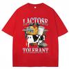 Lactose Tolerant Funny Milk Print T Shirt Unisex Women Retro Fashion Short Sleeve Summer Casual Humor TShirts Gifts Playful Design