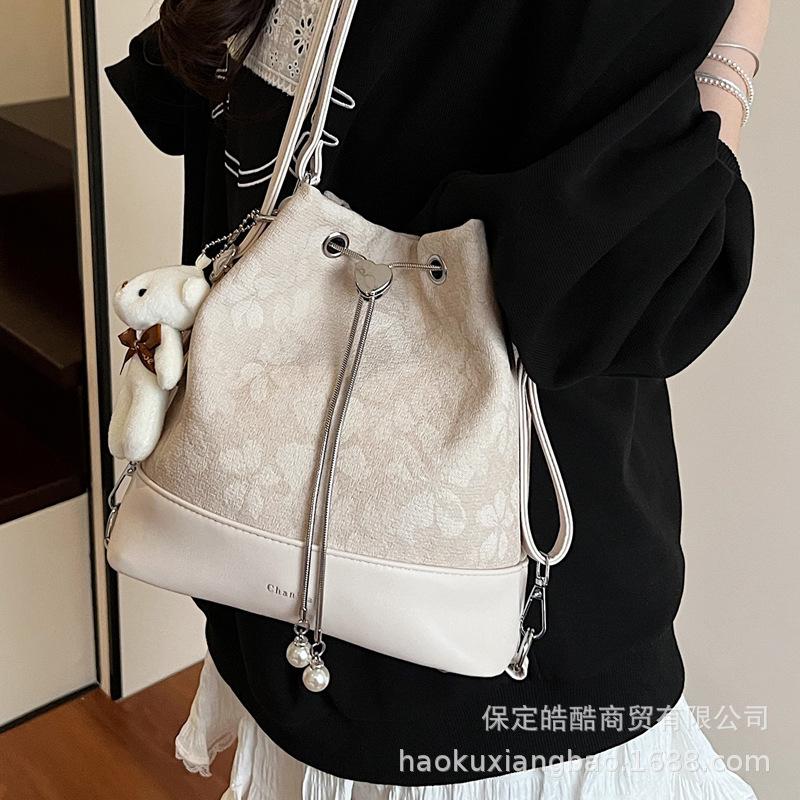 Schoolbag Premium foreign style niche women's backpack 1011 new versatile backpack tote bag multi-purpose shoulder bucket bag