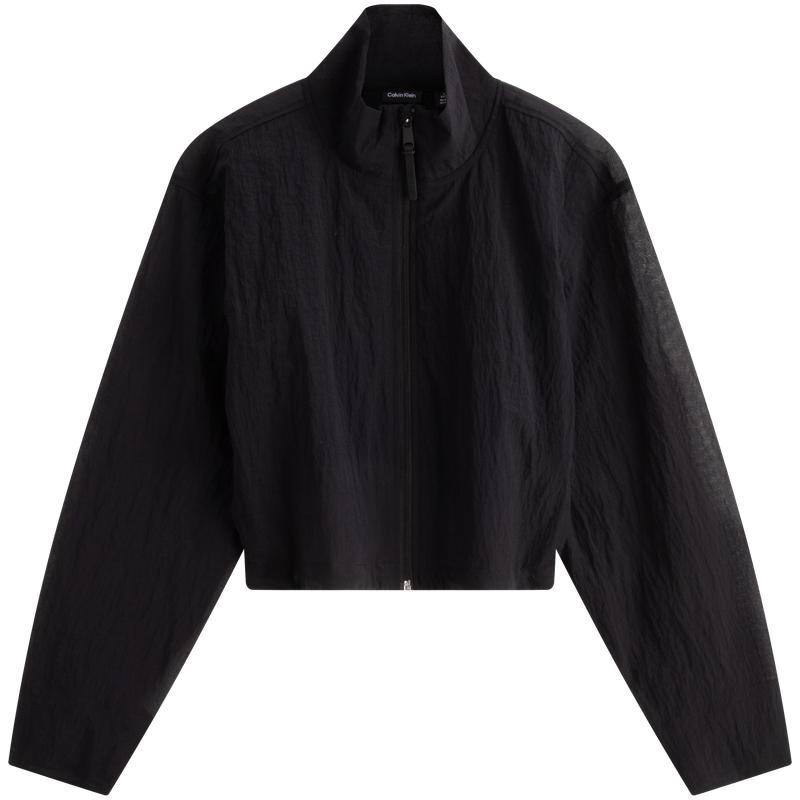 CALVIN KLEIN Quick-Dry Jacquard Webbing Running Training Stand Collar Sports Jacket Women Space Black 4WS4O516 XS