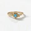 Sterling Silver Rose Inlaid Aquamarine Zircon Ring - Elegant Women's European & American Style
