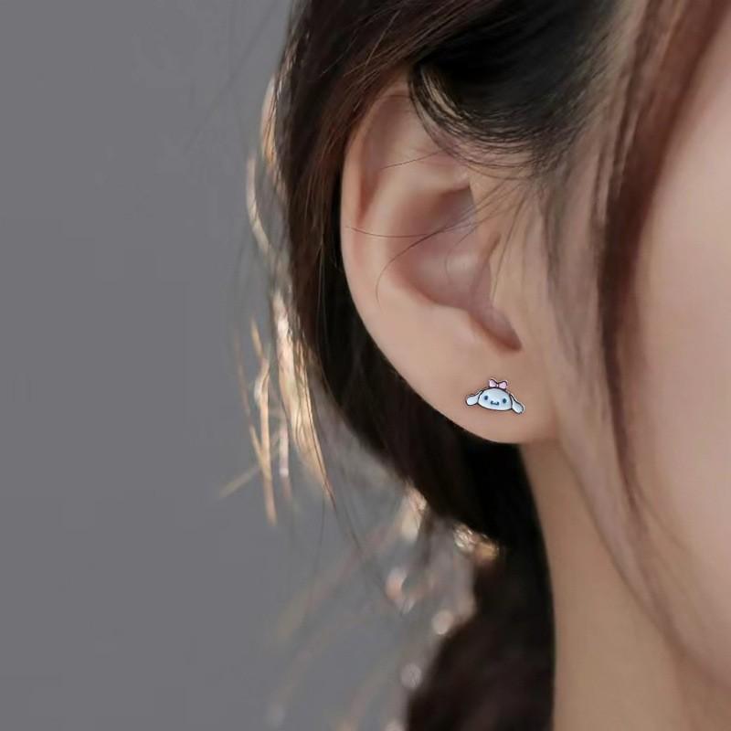 Beixi S925 Sterling Silver Cinnamon Dog Stud Earrings - Cute Niche Design for Women 925 Sterling Silver