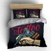 Tattoo Art Design Poster Set Soft Skin-Friendly Bedding Set Includes 1 Duvet Cover And 2 Pillowcase Gift