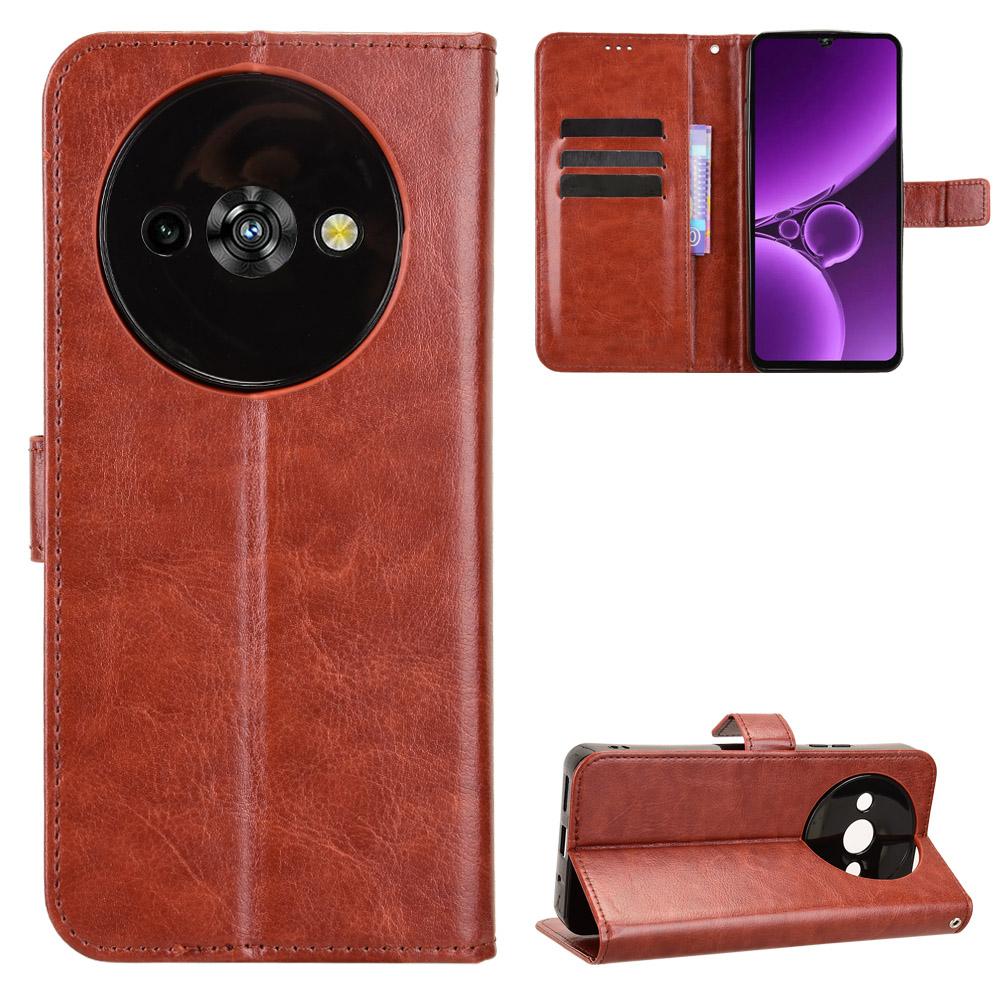For Oukitel C59 Pro PU Leather Case with Strap Crazy Horse Texture Phone Wallet Cover