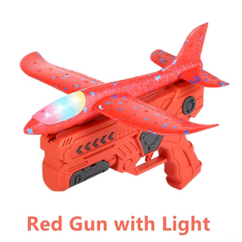 Children's Glowing Foam 10M Launcher Catapult Glider Parent-Child Interaction Outdoor Aircraft Gun Flying Toys for Kids