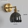 Retro Japanese Copper Amber Glass Wall Lamp - Modern for Bedroom or Entryway.
