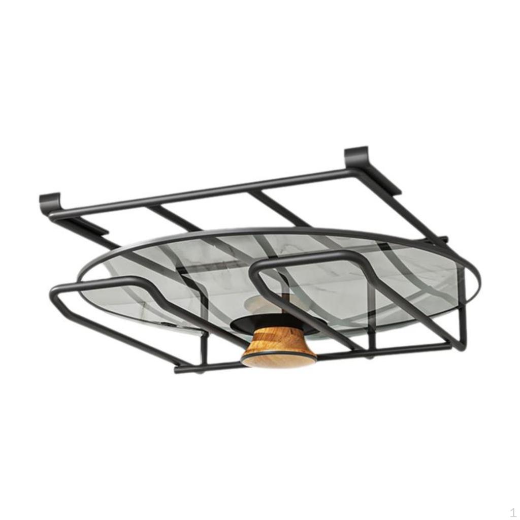 Under Cabinet Pot Lid Organizer, No Drill Hanging Storage Rack, SpaceSaving Kitchen Shelf Black