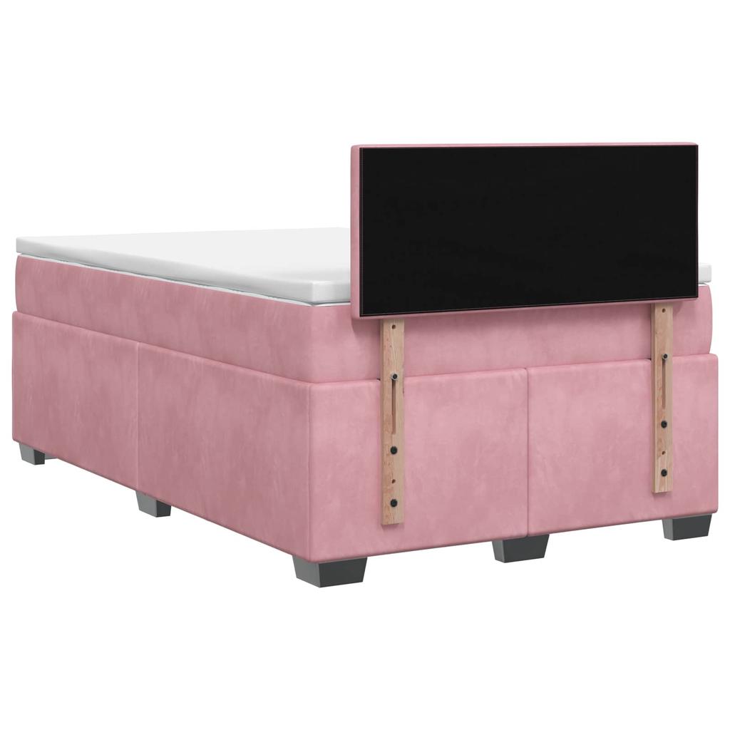 Box Spring Bed with Mattress and LED Pink 120 x 200 cm Velvet