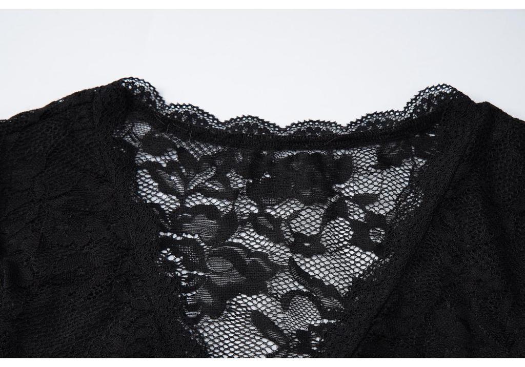 2026 Autumn European & American Women's Sexy Lace V-Neck Lace-Up Cardigan Top