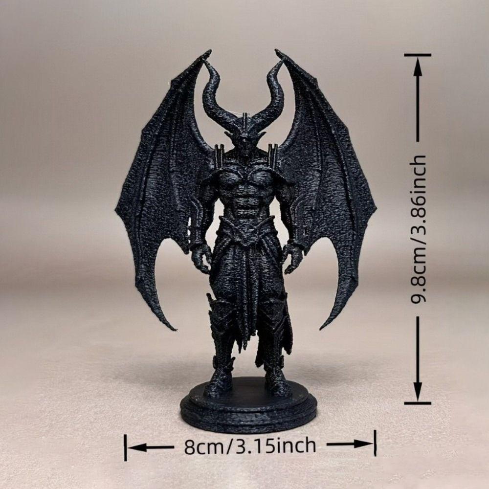 Halloween Demon Knight Figurine 3D Printed Desktop Ornament Black Demon Statue Table