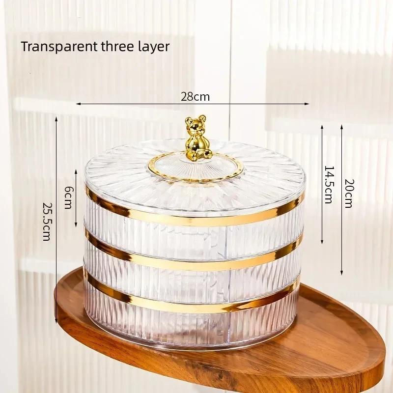 Multi layer Transparent Snacks Box Dust-proof Acrylic Dry Fruit Tray Candy Nut Storage Box Modern Living Room Sundries Container