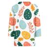 Top da donna casual con stampa di elementi pasquali, girocollo