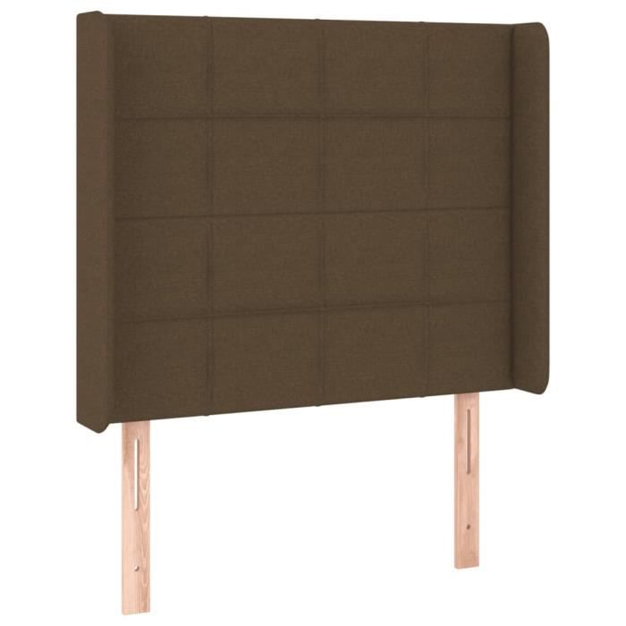 3124025 vidaXL LED Headboard Dark Brown 83x16x118-128 Cm Fabric