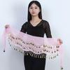 Available: Belly Dance Hip Scarf with 72/83/98/128 Coin Waist Chain - Gold, Three-Layer Design, Indian Style Waist Scarf.