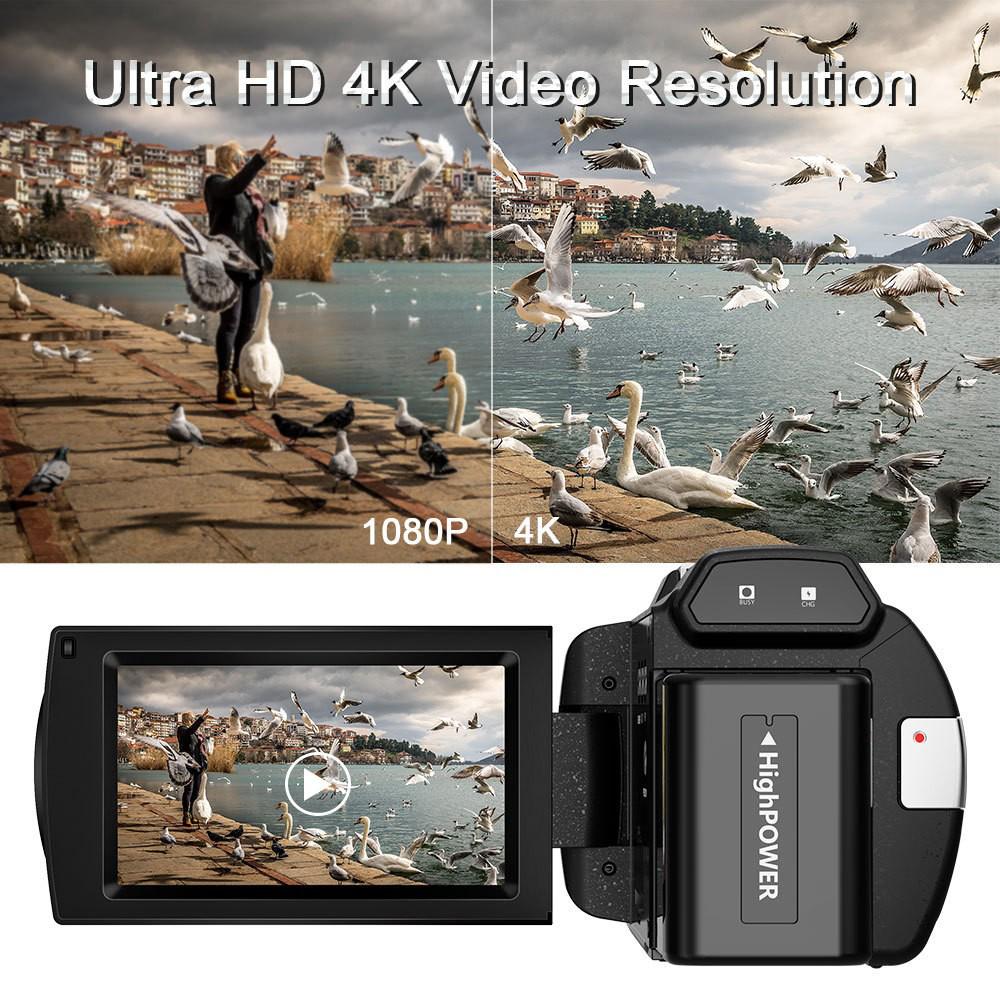4K HD Handheld Camcorder with Image Stabilization for Outdoor Sports and DV Shooting