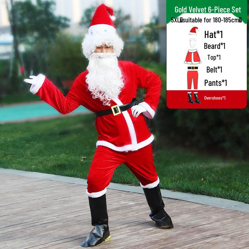 Adult Santa Claus Costume Set - Men's & Women's Plus Size Christmas Outfit
