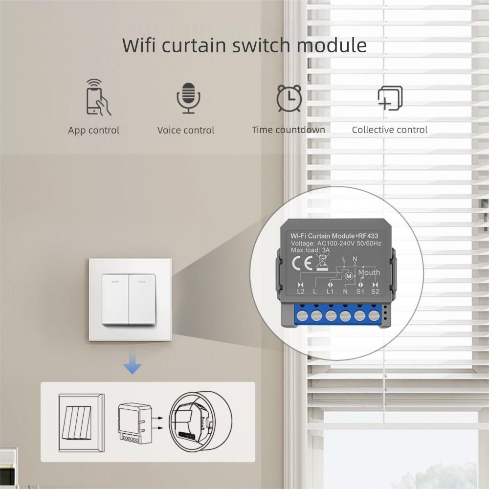Tuya Smart WiFi Curtain Switch Blinds Switch AC100-240V 10A RF433 Smart Life Remote Control Home Automation Curtain Switch Other