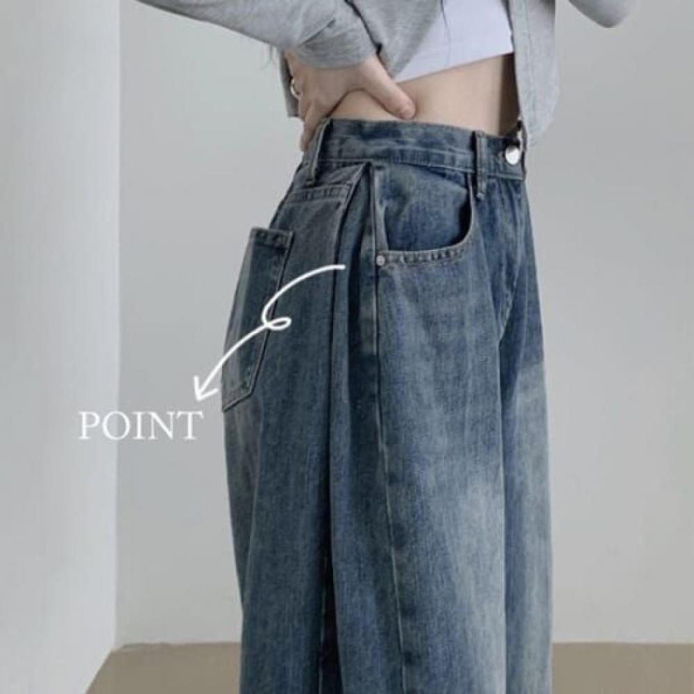 The Pink Dylan Sand Washing Pintuck Wide Denim Pants  5color 