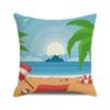 Watercolor Summer Beach Digital Printing Short Plush Pillow Covers for Car Sofa Office Cushion Cover Home Goods 60x60cm