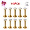 10PCS F136 Ttianium Piercing Labret Lip Stud Ring CZ 16G Internal Thread Stud Earring Ear Tragus Cartilage Helix Daith Jewelry