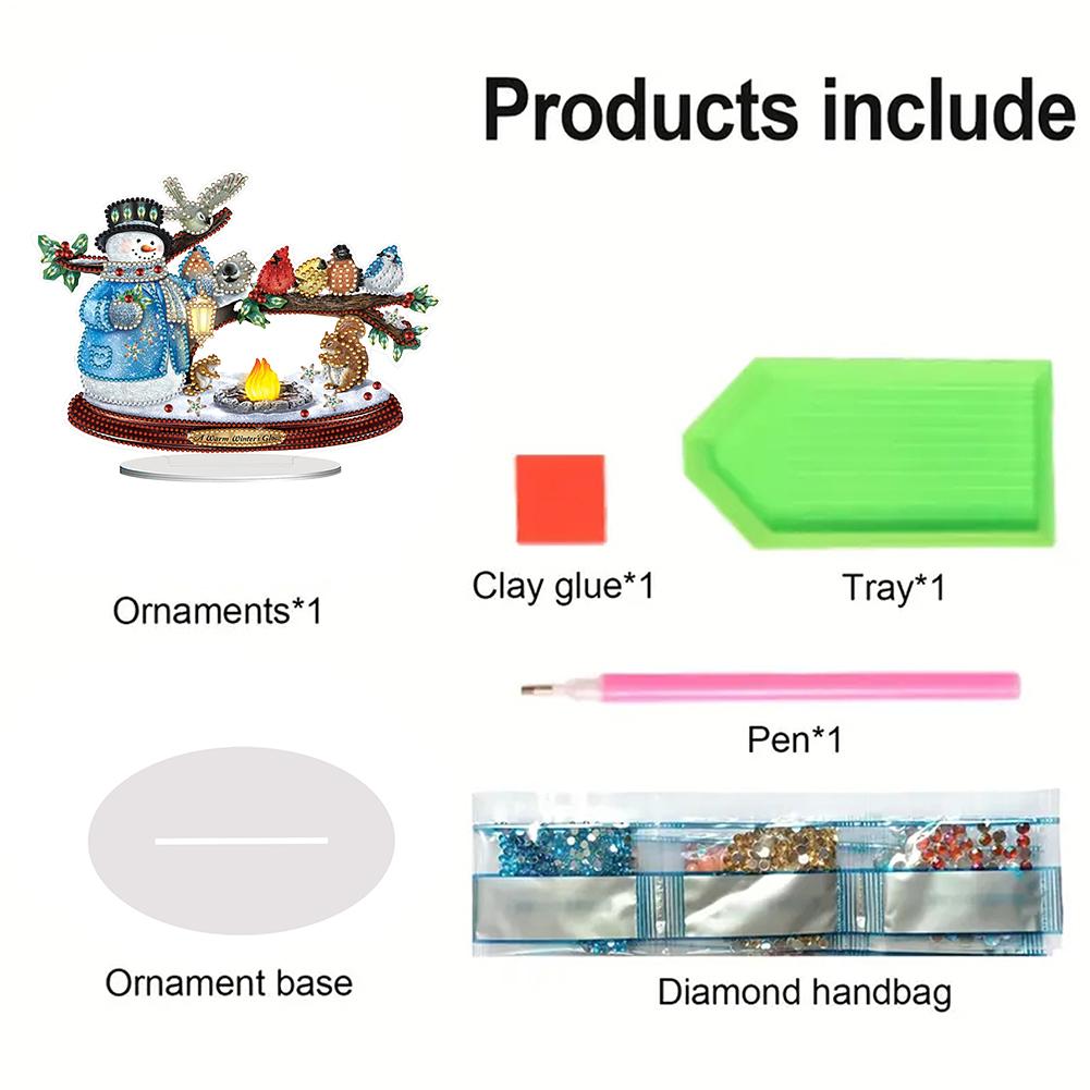 Acrylic Special Shaped Christmas Theme Table Top Diamond Painting Ornament Kits Diamond Painting Desktop Decorations for Adults