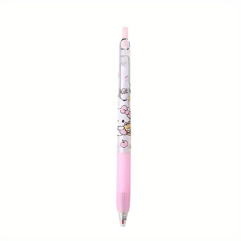 6pcs Kuromi Sanrio cartoon cat bag metal pen clip press pen cute girl heart press neutral pen signature pen HelloKitty 0.5mm black