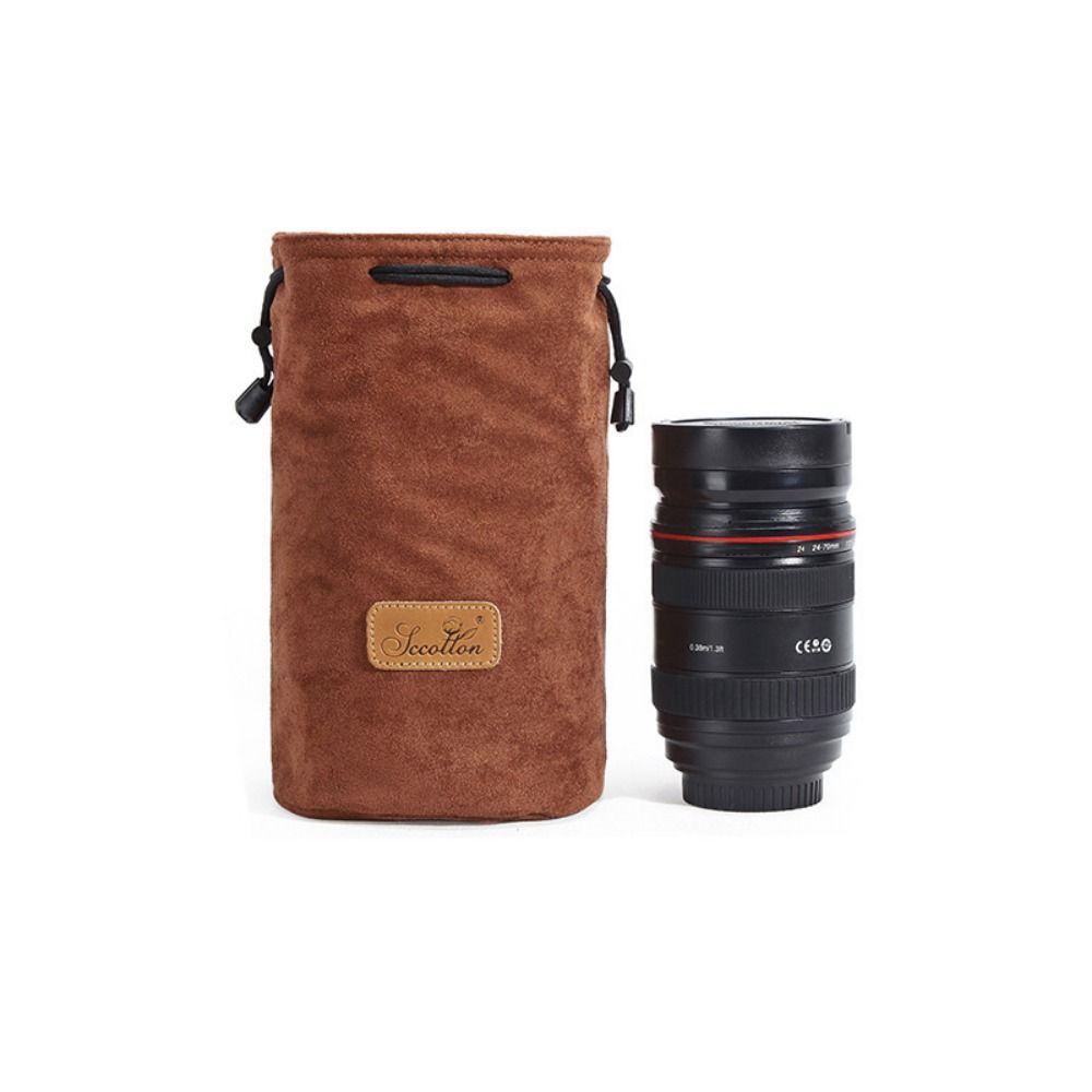 Soft Camera Storage Bag Dustproof Polar Fleece Lining Lens Protective Case Adjustable Strap Waterproof DSLR Drawstring Bag