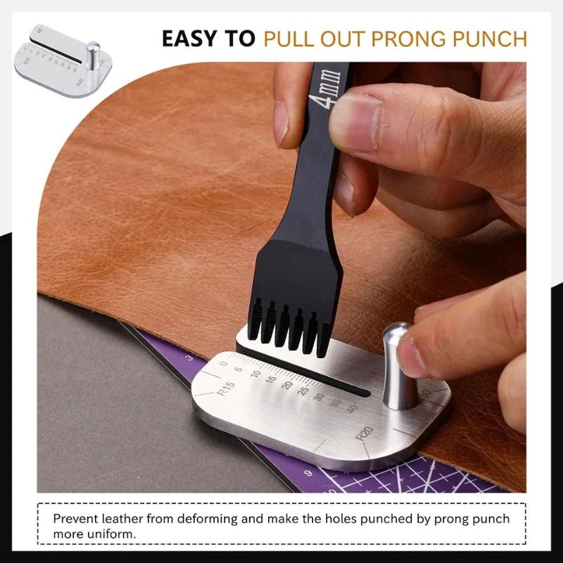 

Leather Stitching Punch Aid Plate Leather Working Tools For Pull Up Prong Punch Stainless Steel Claw Punch Partner серебряный