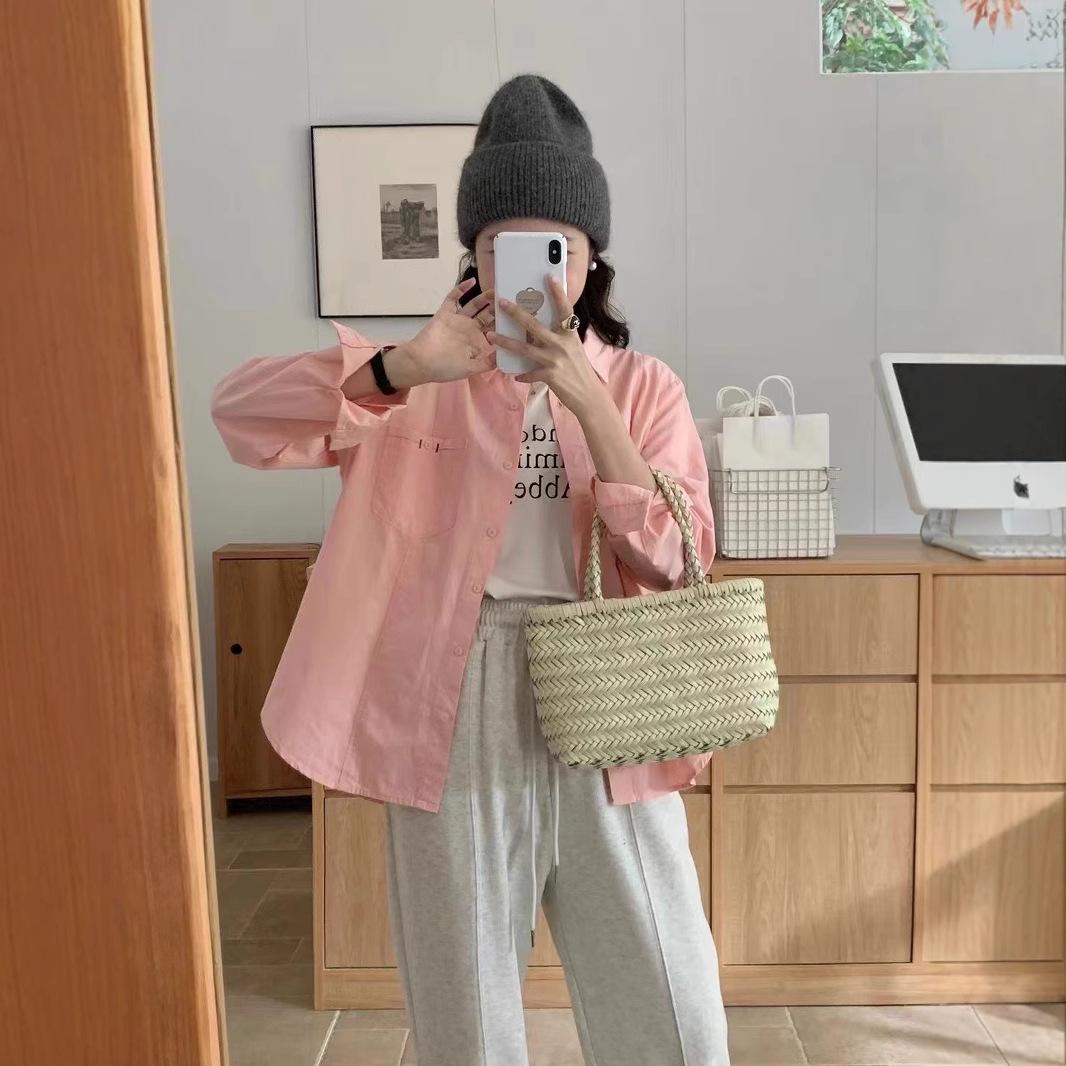 

New 2025 Women s Washed Cotton Long Sleeve Shirt - High Design Layered Casual Top Large