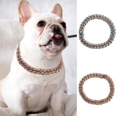 Cadena para el cuello de perro con incrustaciones de diamantes de imitación Decorativa Anti-decoloración Brillante Bucle de collar para perros y gatos para Festival