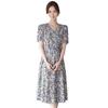 Elegant Floral Mid-Length Summer Dress for Middle-Aged Women