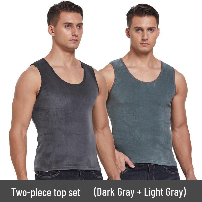 Men's Winter Double-Sided Golden Velvet Vest with Fleece, Thickened for Warmth; Round Neck Waistcoat & Base Layer for Cold Protection