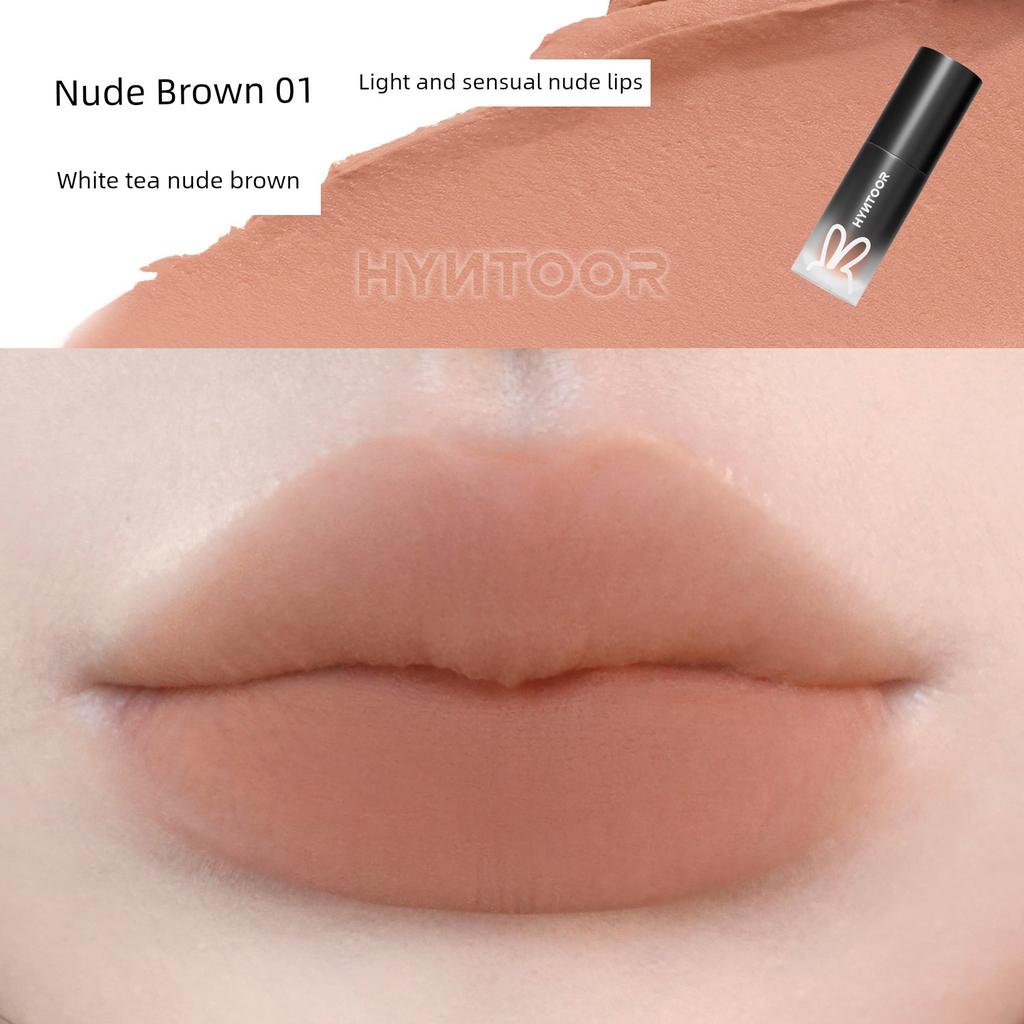 Hyntoor Black Rabbit Macaron Lip Mud 21 Non-Stick Cup Film-Forming Matte Lip Glaze for Female Students Lip Mud Lip Gloss