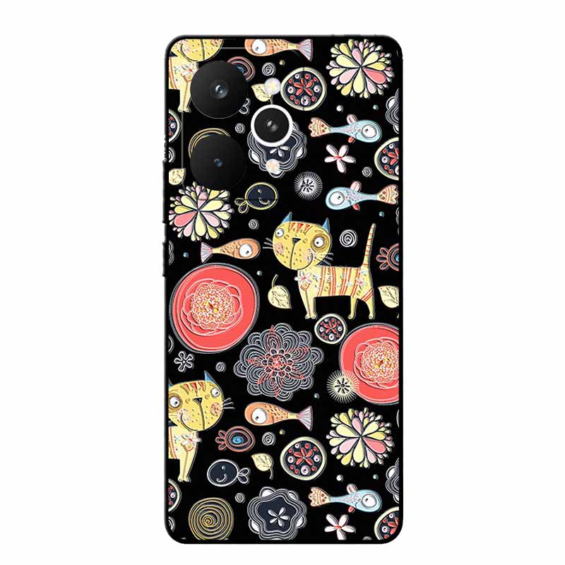 For Realme 15 Pro Cases 3D Relief Flower Emboss Black Silicone For Realme15 Pro 5G Back Cover Cartoon Funda Realme 15 Pro Bumper