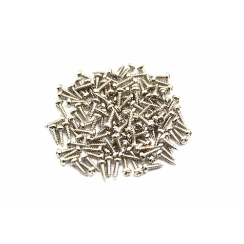 Pack of 100 Chrome Guitar and Bass Tuner Screws, Round, Size 2.2 x 8mm, for Tuning Button Installation