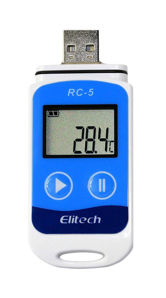 Elitech RC-5 USB Temperature Data Logger - Temperature Recorder - Data Recorder - 32,000 Points - Easily Records and Analyzes Temperature - Blue