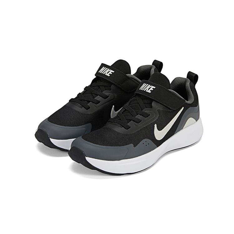 Nike Wearallday Abrasion Resistant Breathable Low top Kids' Running Shoes Black White Gray Children Aged 3 7 Years Old CJ3817-011